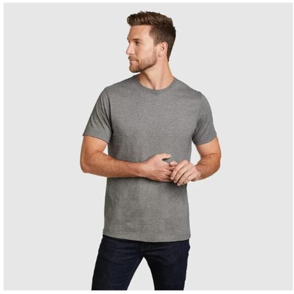 Eddie Bauer Heather Grey Legend Wash Short-Sleeve Classic T-Shirt Men's (S & M) - Picture 1 of 6